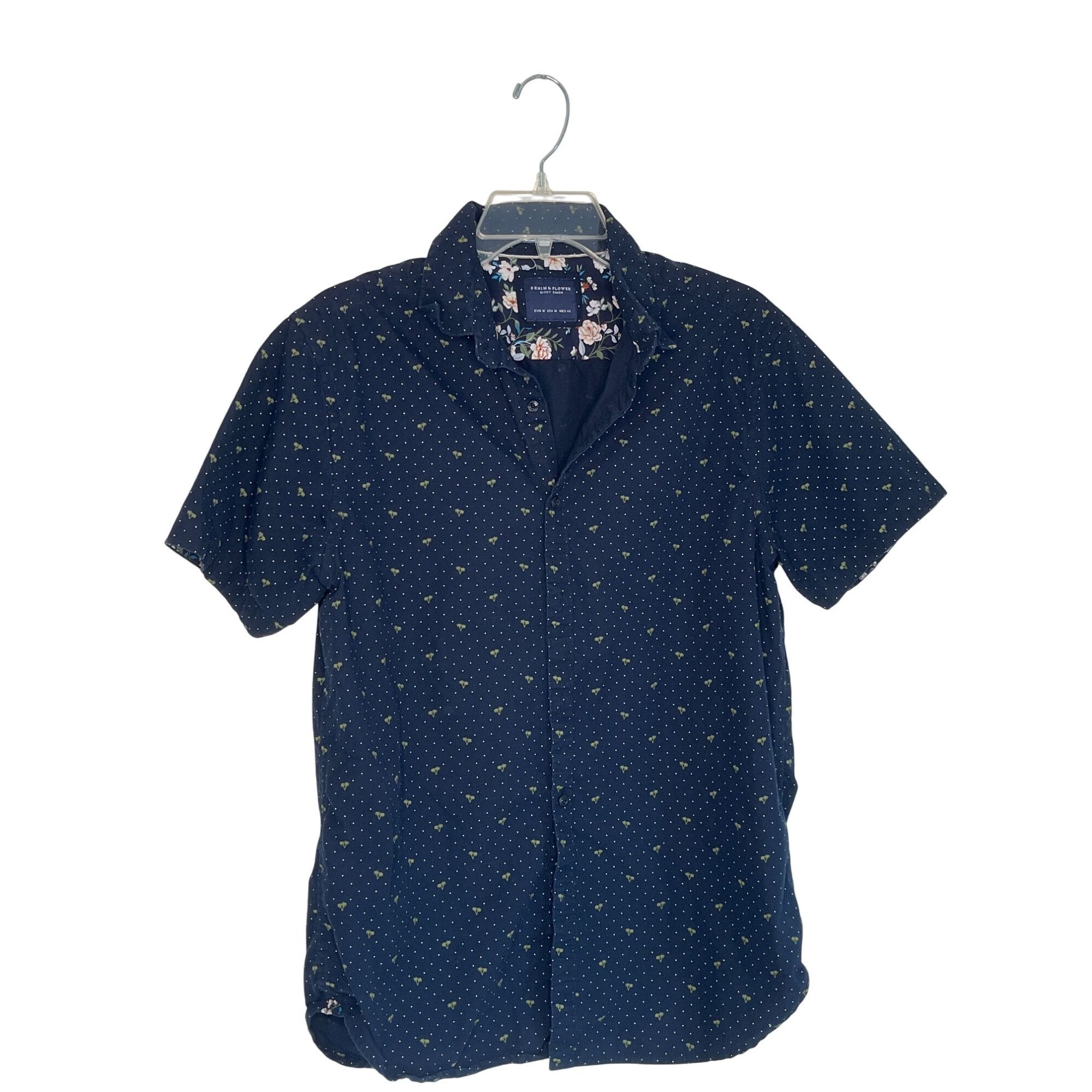 Denim & Flower Denim & Flower Ricky Singh Navy Polka Dot Button-Up Shirt Me Size US M / EU 48-50 / 2 - 1 Thumbnail