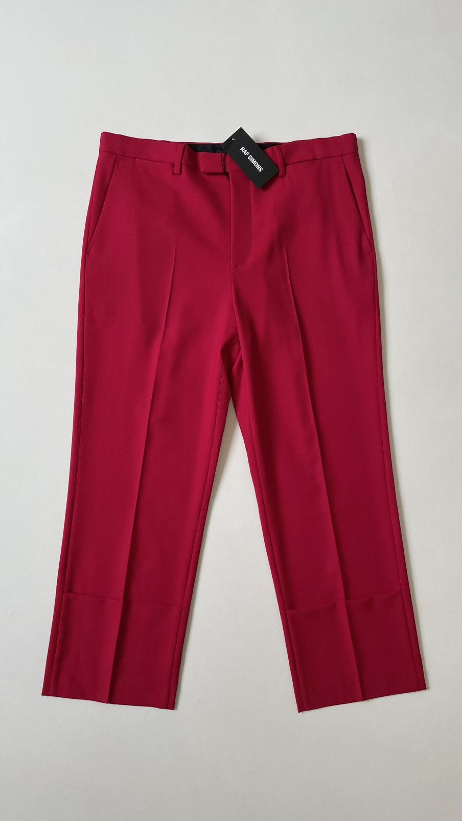 Raf Simons S/S 19 Red Wool Trousers With ‘Double Hem’ Size US 36 / EU 52 - 2 Thumbnail