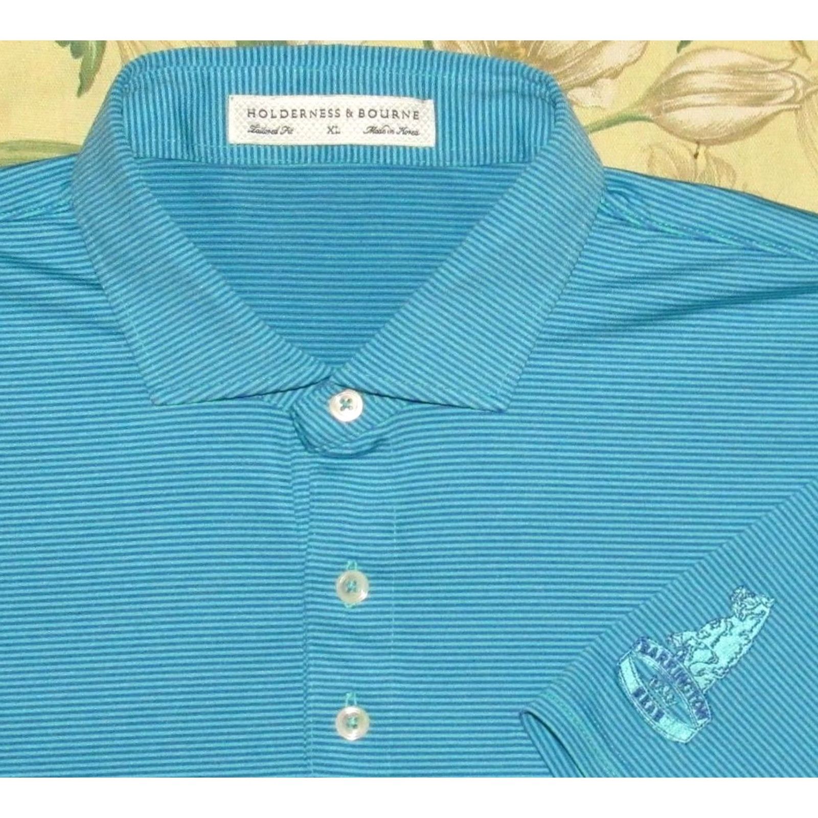 Vintage HOLDERNESS & BOURNE Blue Polo Shirt Barrington Bear Golf Club XL Mens Polo Shirt XL Blue Barrington Bear Golf Club Size US XL / EU 56 / 4 - 2 Thumbnail