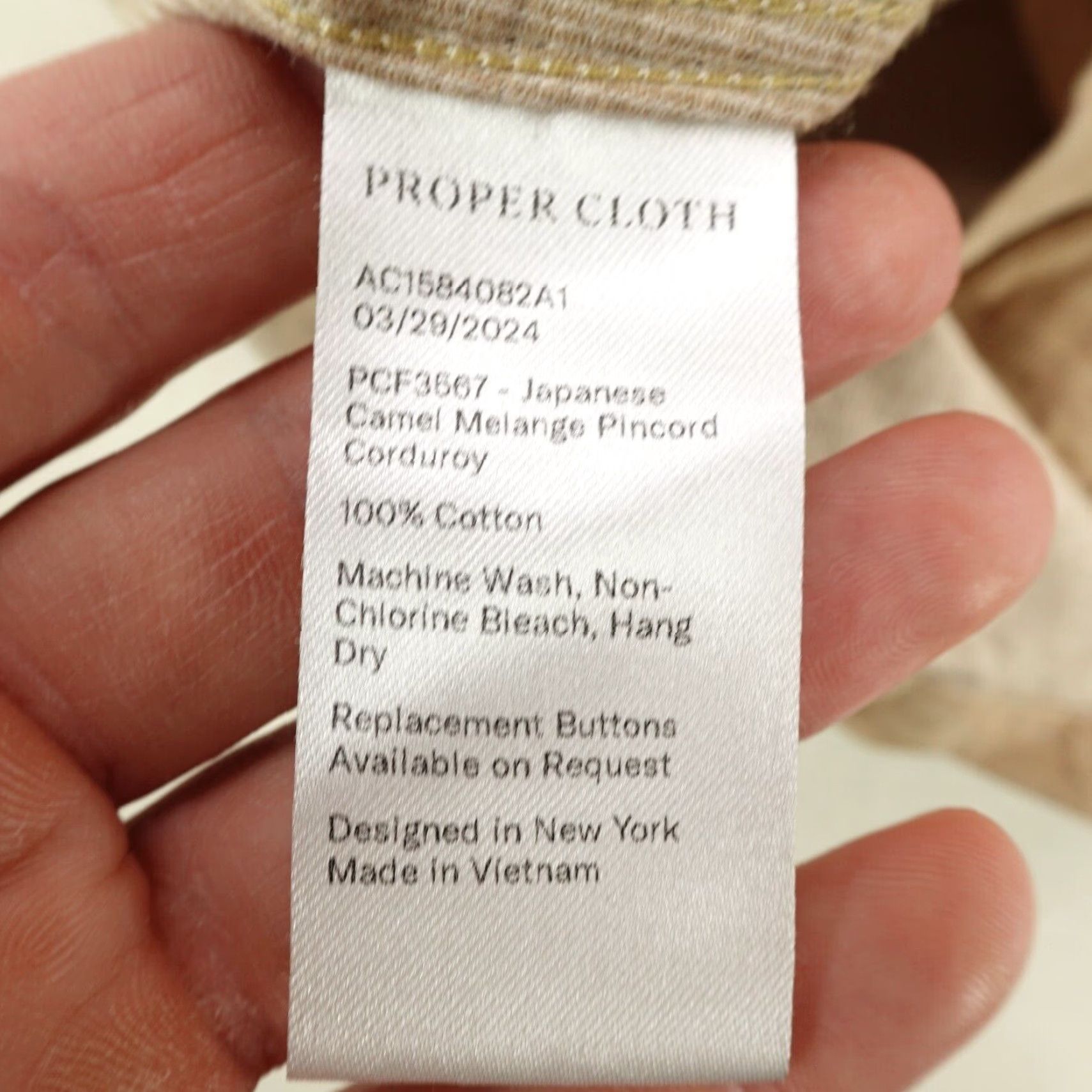 Proper Cloth VINTAGE Proper Cloth Men's Shirt XL Corduroy Button-Up Long Sleeve Collared Easy Care Beige 90s Fashion Size US XL / EU 56 / 4 - 4 Thumbnail