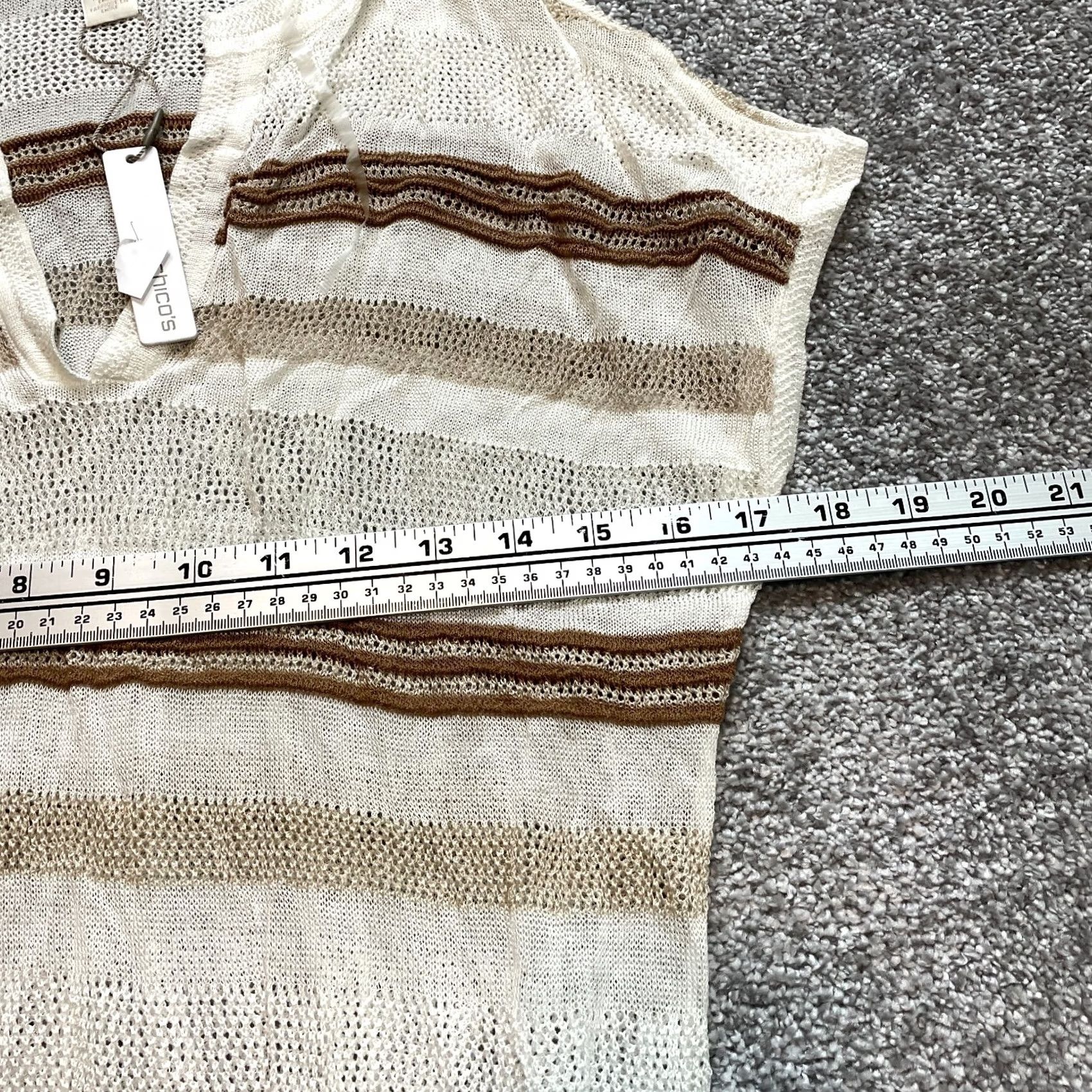 Vintage Chico's Fit and Flare Sweater Dress womens Dress S Beige Striped V-Neck Sleeveless Knitted Beaded Midi New with Tags Size S / US 4 / IT 40 - 7 Thumbnail