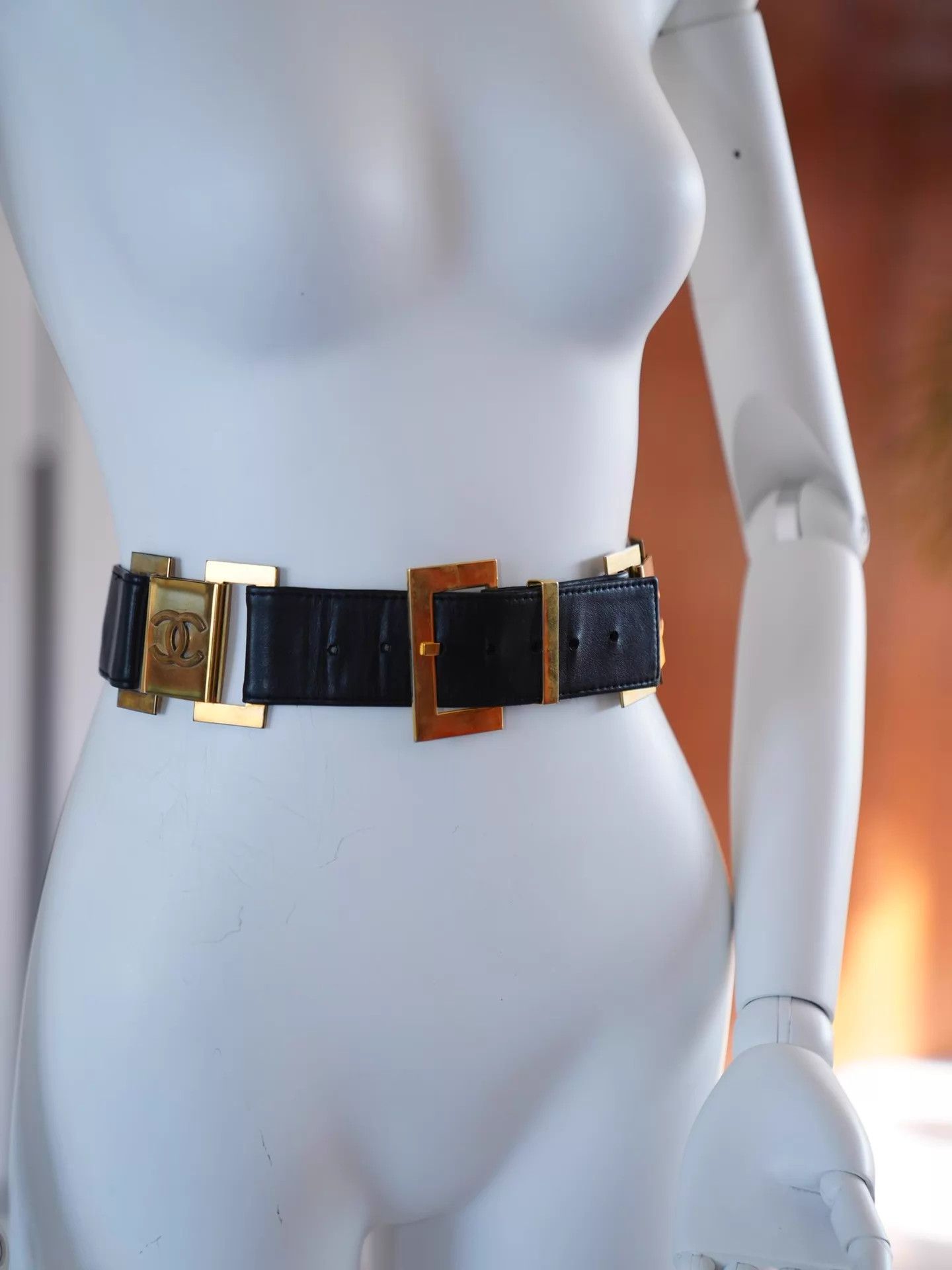 Chanel Chanel Vintage Navy Double C Square Buckle Belt Size ONE SIZE - 3 Thumbnail