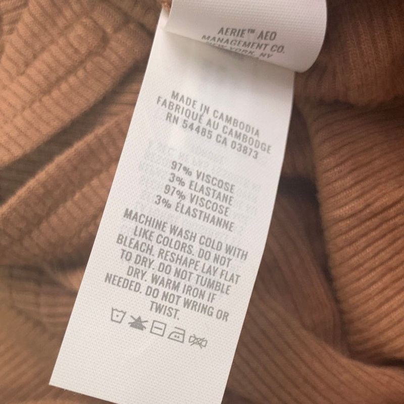 American Eagle Outfitters New Aerie Foldover Waist Stretchy Ribbed Brown Shorts Size 22" - 5 Thumbnail