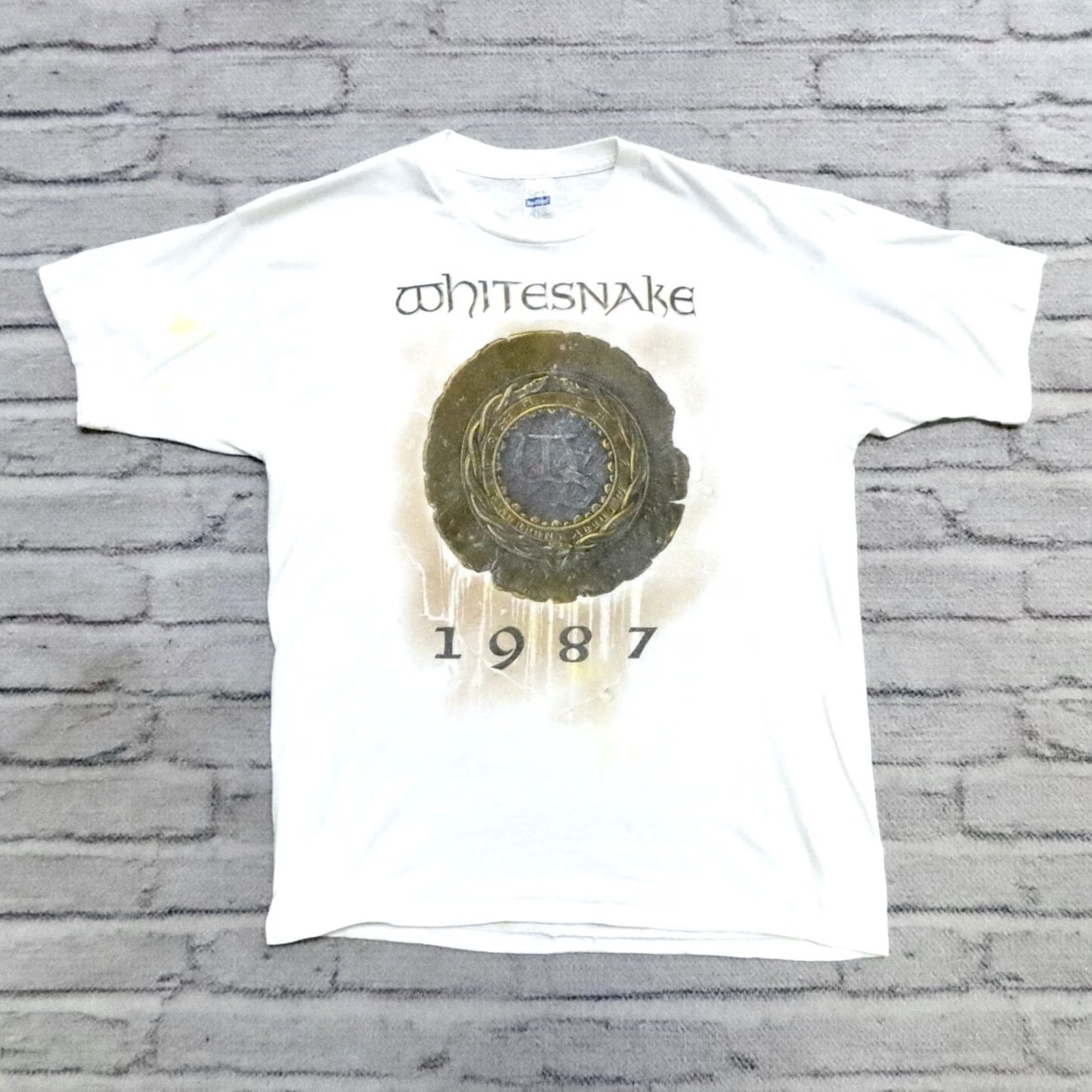 Vintage Vintage Whitesnake 1987 Band World Tour Shirt XL White Men’s Shirt XL White Vintage 80s Band World Tour Shirt Mens Size US XL / EU 56 / 4 - 2 Thumbnail
