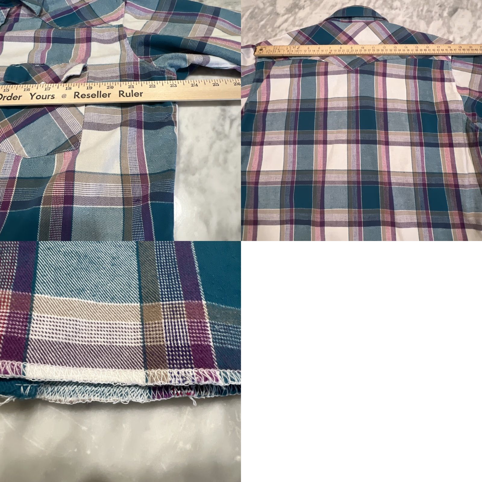 Wrangler VINTAGE Wrangler Western Pearl Snap Shirt Men Large Plaid Long Sleeve Go West Teal Pink Size US L / EU 52-54 / 3 - 8 Thumbnail