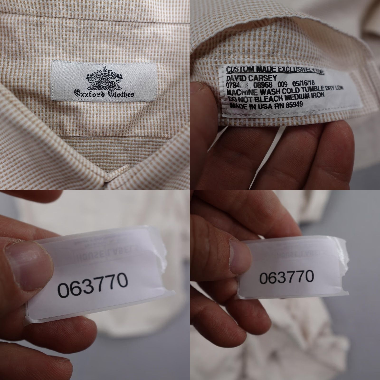 Vintage Oxxford Clothes Dress Shirt Mens XL Beige Micro Checkered Classic Button Down Size US XL / EU 56 / 4 - 8 Thumbnail