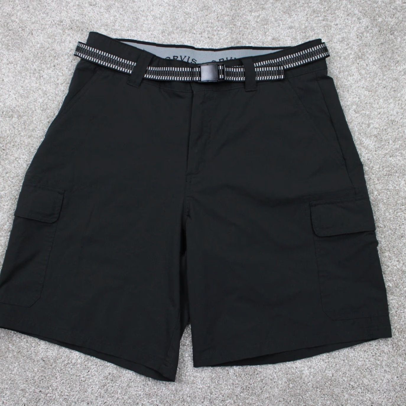 Orvis Orvis Cargo Shorts Mens 32 Black Belted Polyester Zip Pocket 9" Inseam Size US 32 / EU 48 - 2 Thumbnail