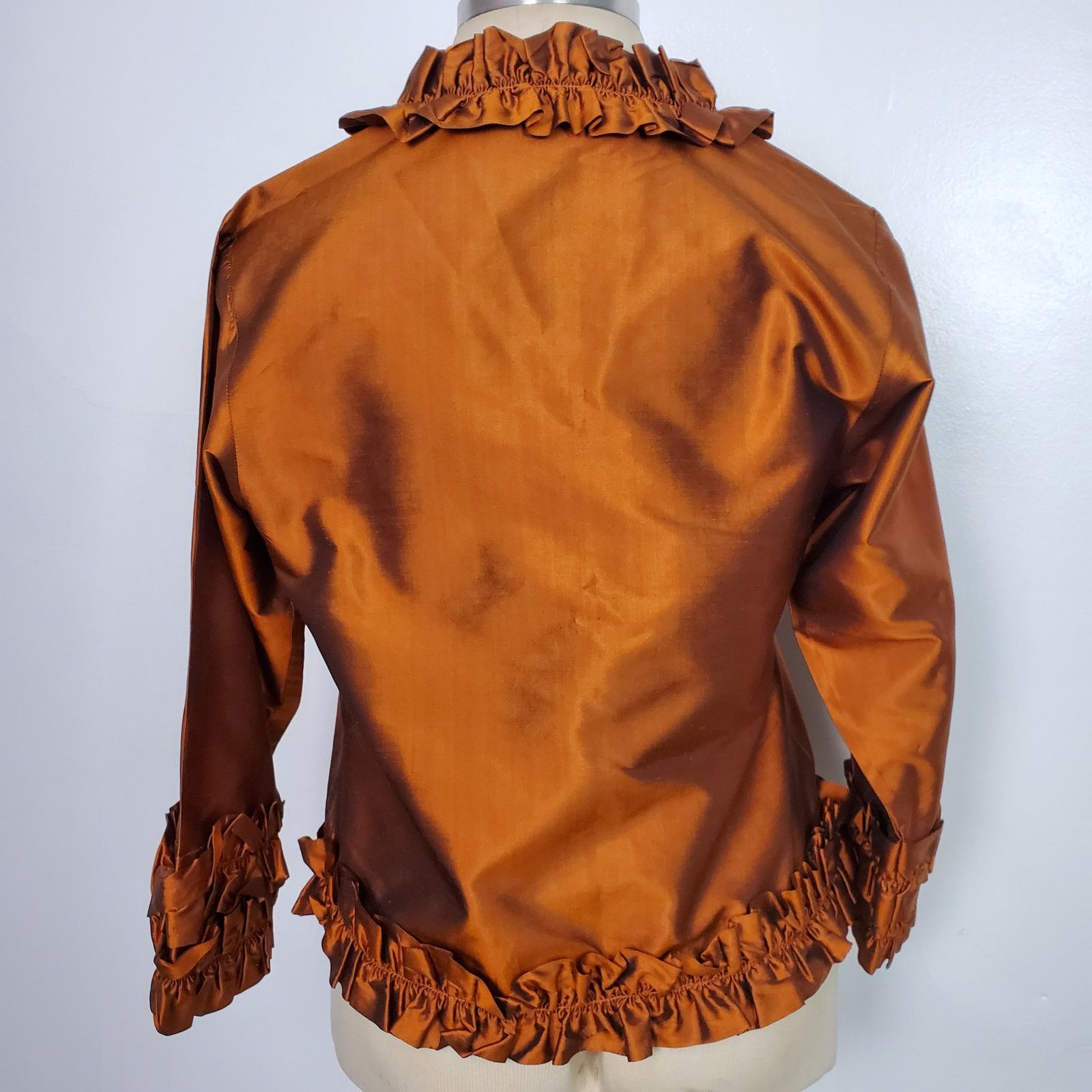 Other Richard K Tsao Orange Silk Ruffle Statement Jacket M Size M / US 6-8 / IT 42-44 - 2 Thumbnail