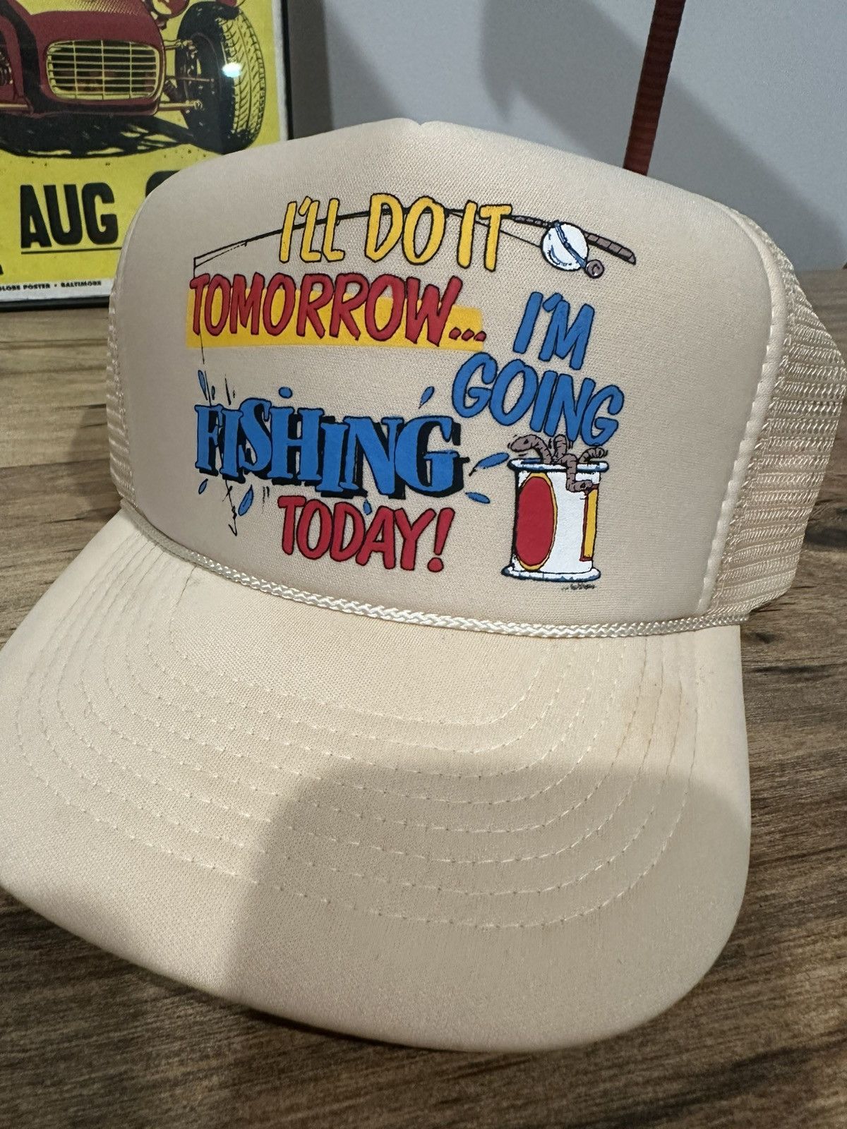 Vintage Vintage Funny Fishing Trucker Hat Deadstock Size ONE SIZE - 2 Thumbnail