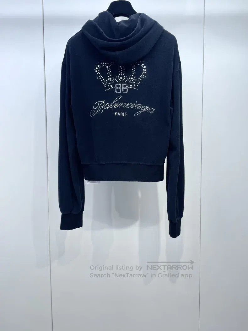 Balenciaga Balenciaga Crown Rhinestone Long Sleeve Hoodie Size US XS / EU 42 / 0 - 1 Thumbnail