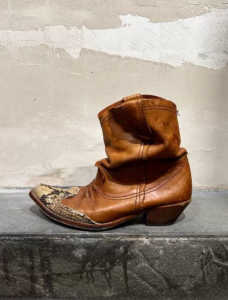 Junya Watanabe JUNYA WATANABE MAN 2000s Snakeskin Panel Pointed-Toe Boots Size US 6.5 / EU 39-40 - 6 Thumbnail