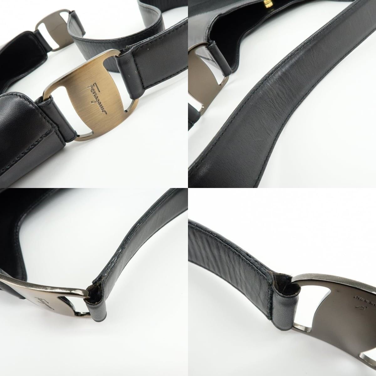 Salvatore Ferragamo Ferragamo Vara Canvas & Leather Shoulder Bag Black Size ONE SIZE - 4 Thumbnail