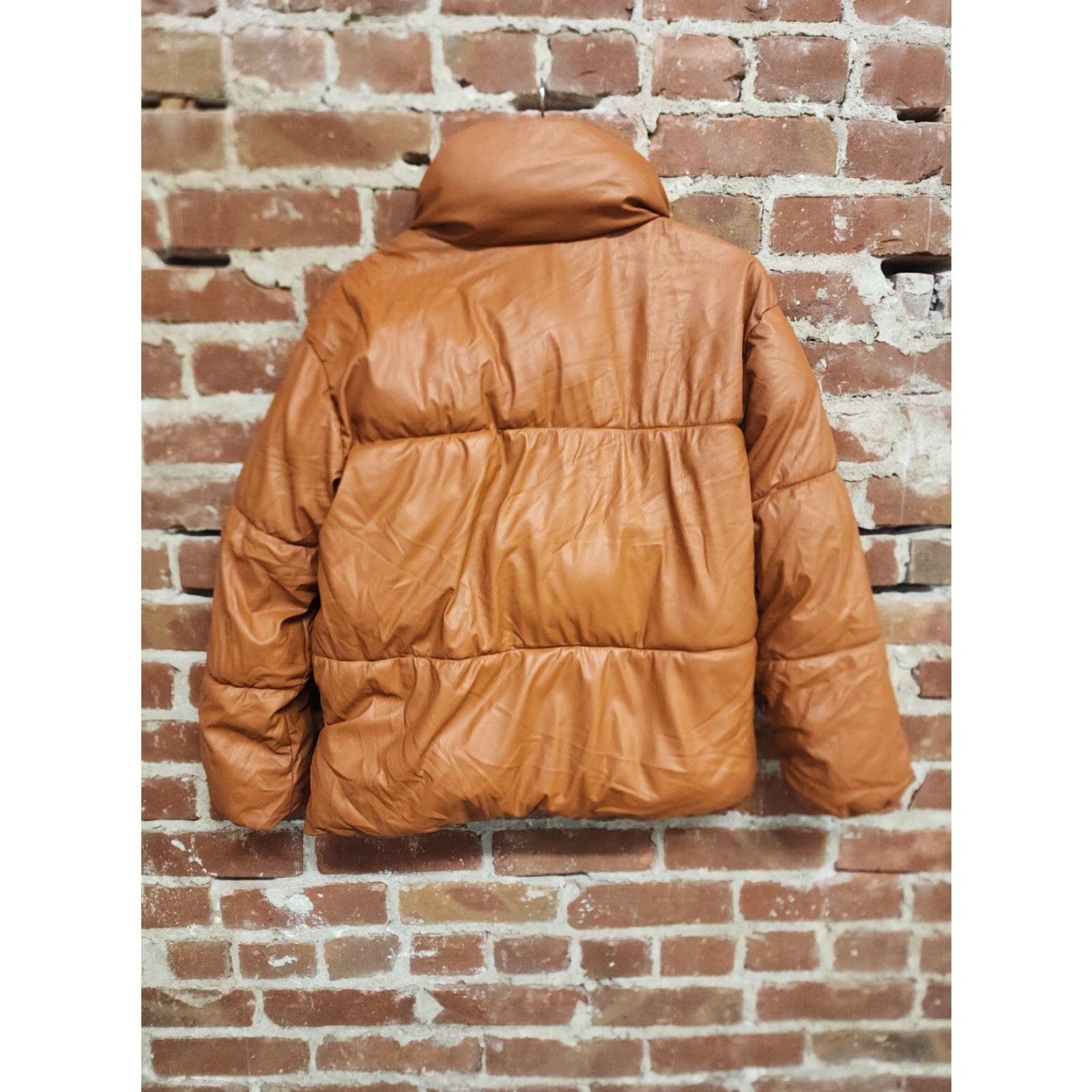 NVLTY NVLT Women’s Orange Puffer Jacket Long Sleeve Button Closure Mock Neck Size S/Small | Women | Orange | Puffer Jacket Size S / US 4 / IT 40 - 2 Thumbnail