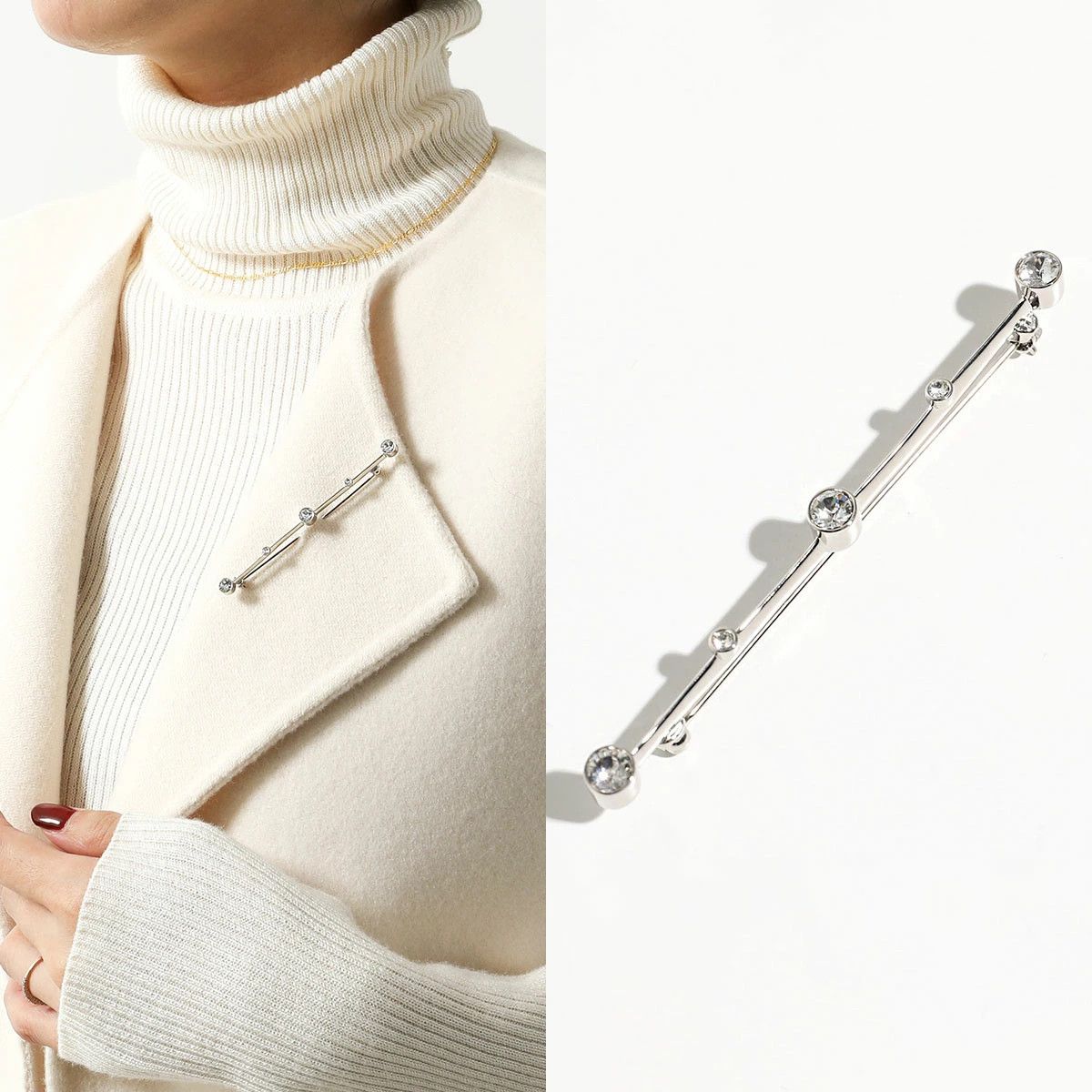 Saint Laurent Paris oc11z1225 Size: OS / Shinestone Brooch in Metal in Silver Size ONE SIZE - 2 Thumbnail