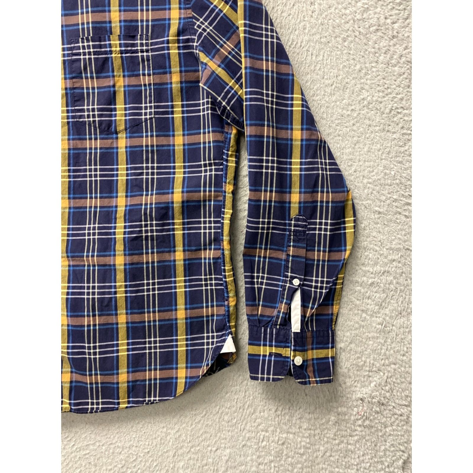 J.Crew VINTAGE J.CREW Men's Long Sleeve Plaid Shirt Size Large Blue Brown Slim Fit Button-Up Cotton Size US L / EU 52-54 / 3 - 2 Thumbnail