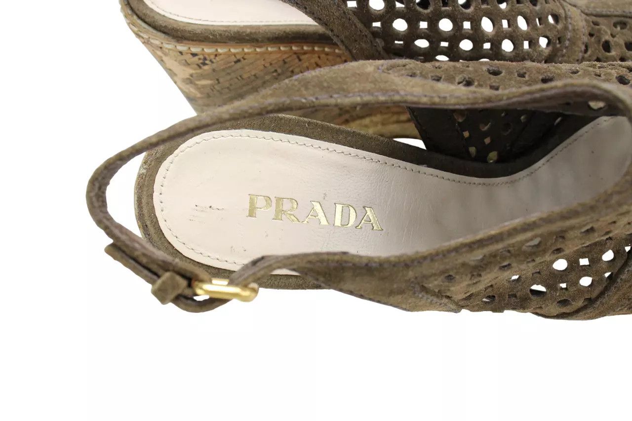 Prada PRADA Women EU 40 Wedge Platform Leather Espandrille Sandals Size US 10 / IT 40 - 7 Thumbnail