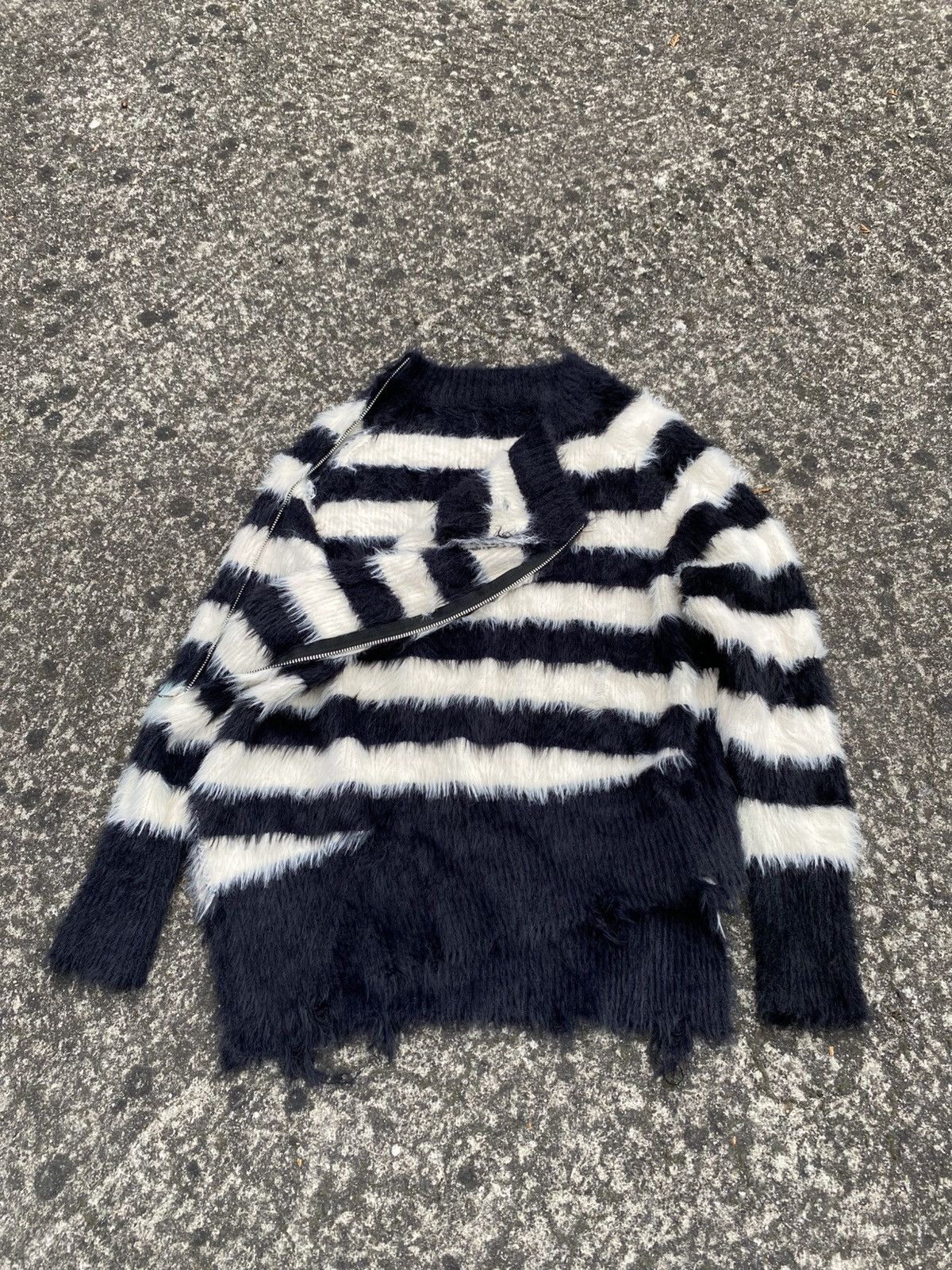 Nnmber (N)ine Mohair Grunge Knit グレー2 Number Nine Striped Mohair Sweater | Grailed