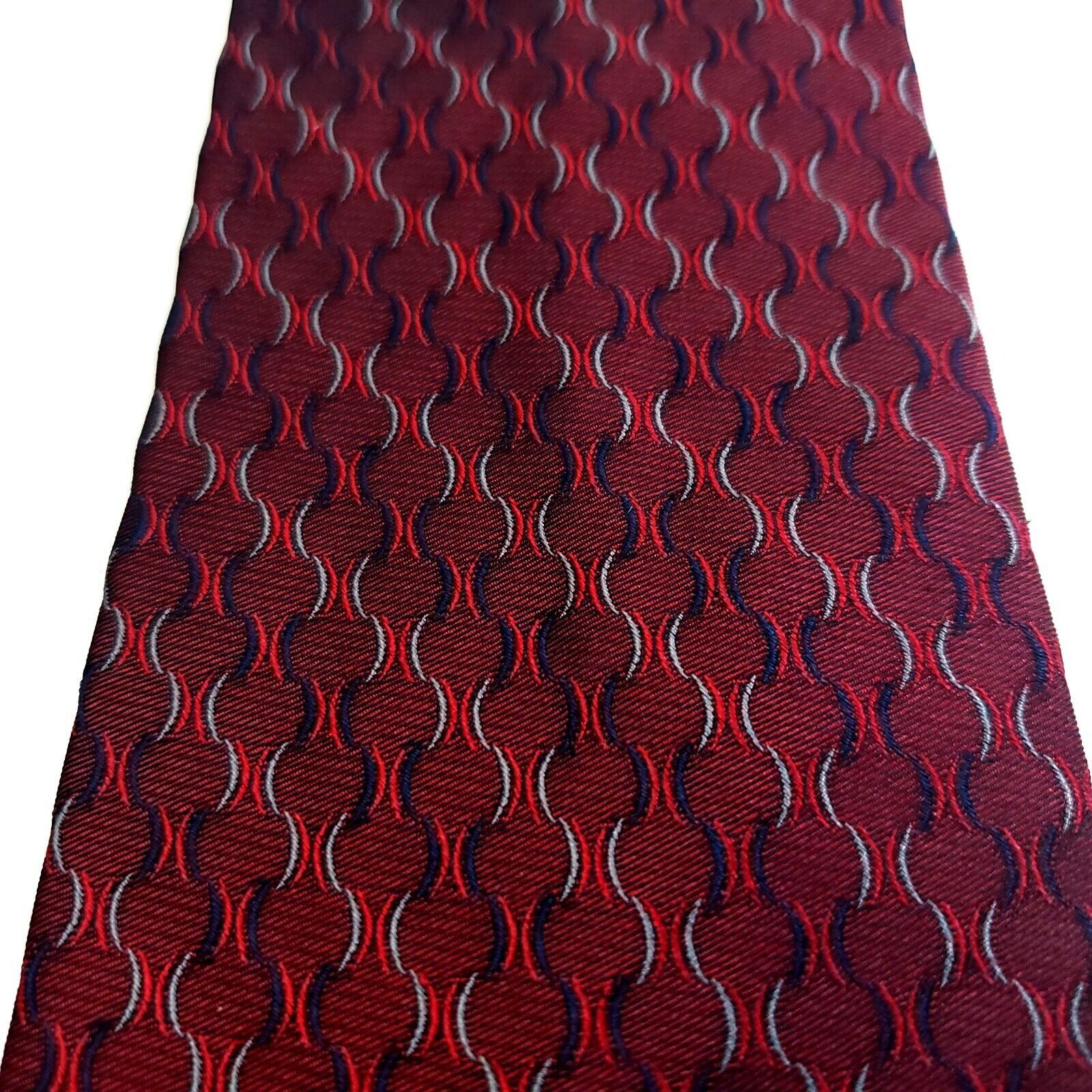 Jones New York Jones New York Metallic Red Geometric Woven Silk Tie Size ONE SIZE - 2 Thumbnail