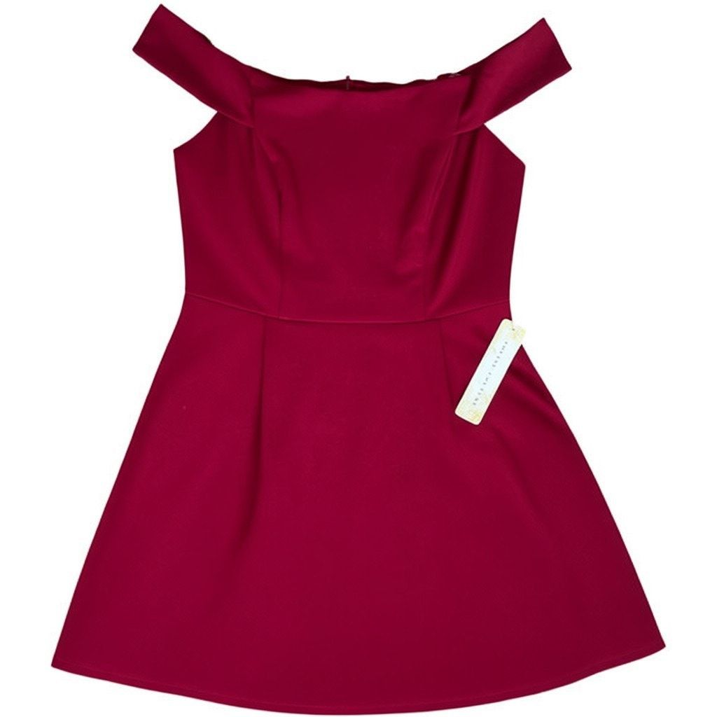 Other Social Couture Wine Red Boat Neck A Line Mini Dress, L Size L / US 10 / IT 46 - 6 Thumbnail