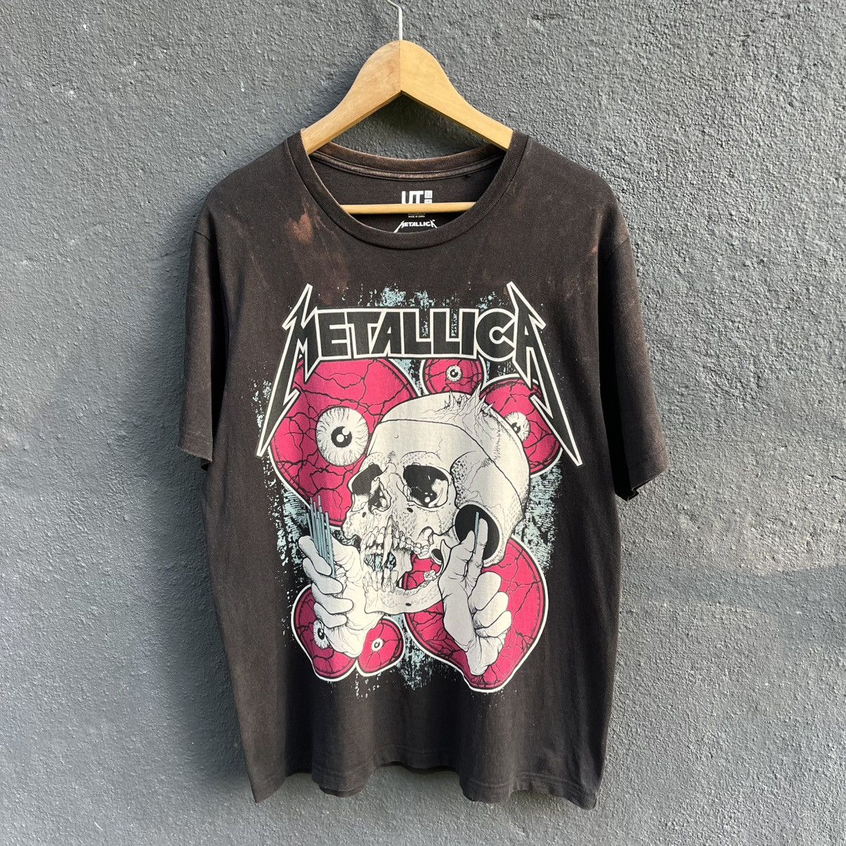 Thrashed Faded Metallica X Uniqlo Japanese Brand Tee