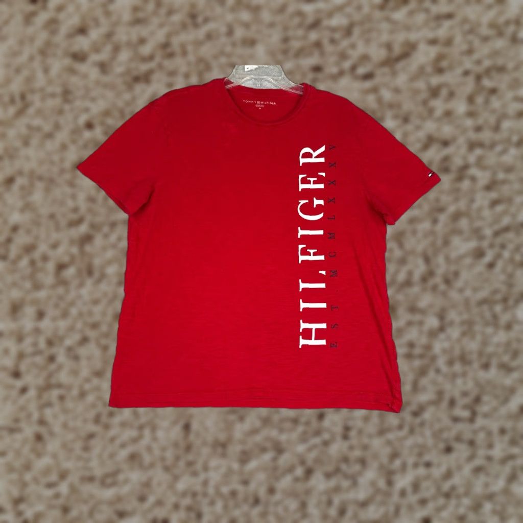 Tommy Hilfiger Tommy Hilfiger Shirt Men Medium Red Crew Neck 100% Cotton Short Sleeve Logo Embroidered T-Shirt Mens Regular Modern Fit Size US M / EU 48-50 / 2 - 1 Thumbnail