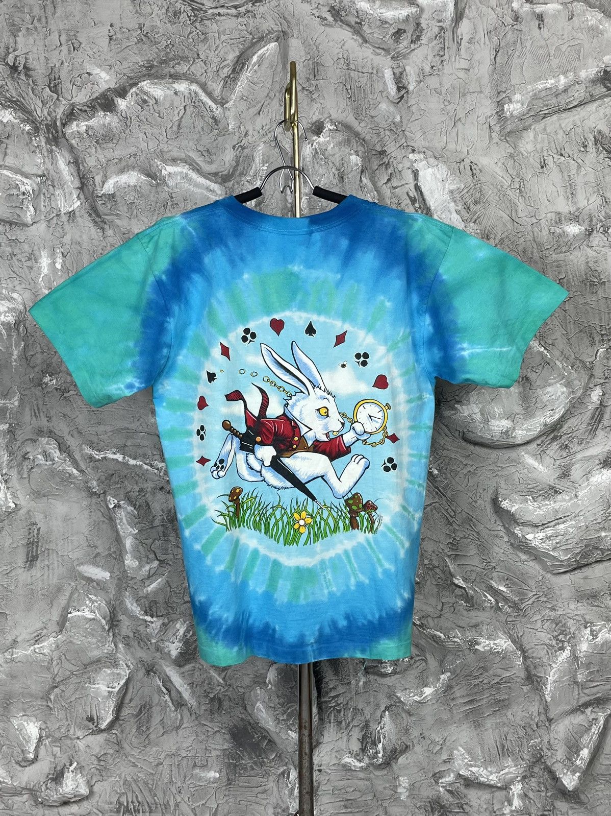 Vintage Alice In Wonderland 2003 Liquid Blue Tie Dye USA T-shirt Size US M / EU 48-50 / 2 - 2 Thumbnail