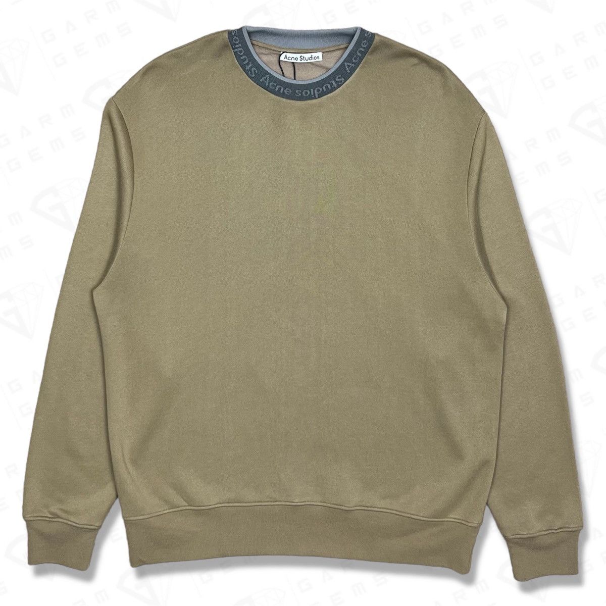 image of Acne Studios Oversized Logo Rib Sweatshirt in Light Brown, Men's (Size Medium)