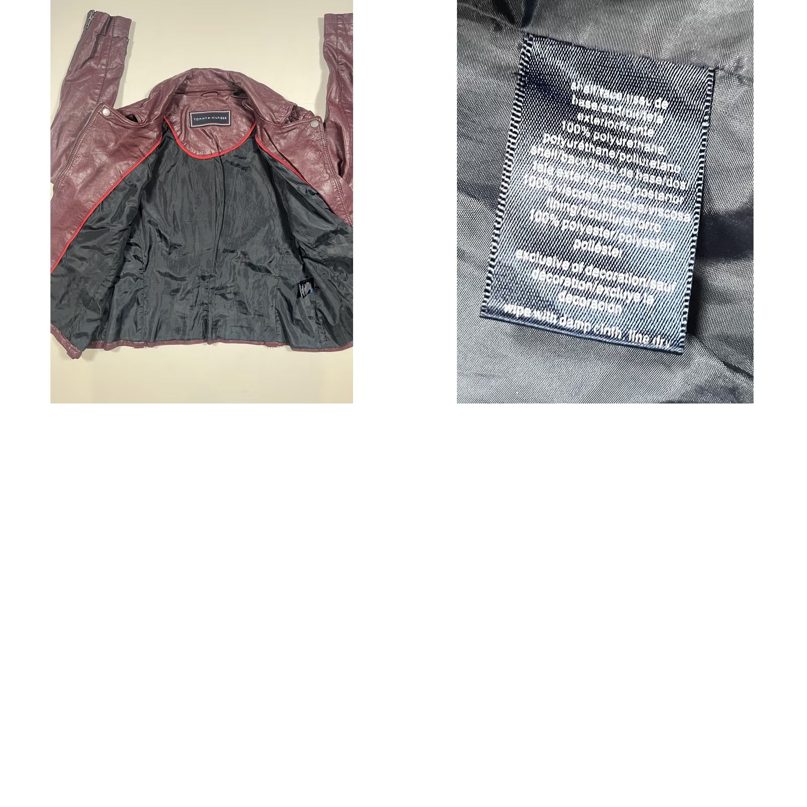 Tommy Hilfiger Tommy Hilfiger Jacket Womens Large Red Faux Leather Moto Biker Quilted Zip Short Size 36" / US 14 / IT 50 - 9 Thumbnail