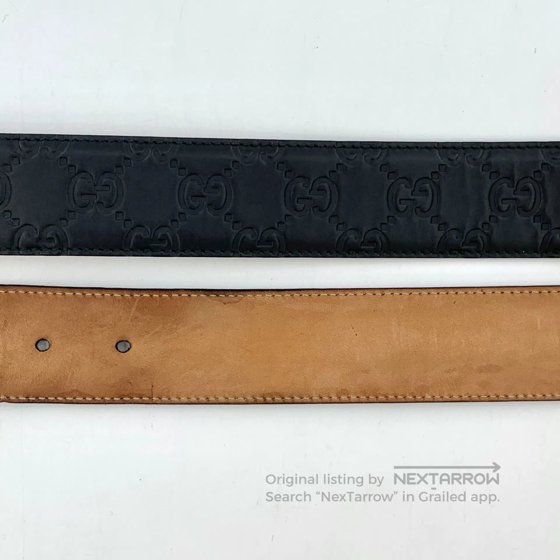Gucci Guicci Black Logo Embossed Double G Buckle Leather Belt| Size ONE SIZE - 6 Thumbnail