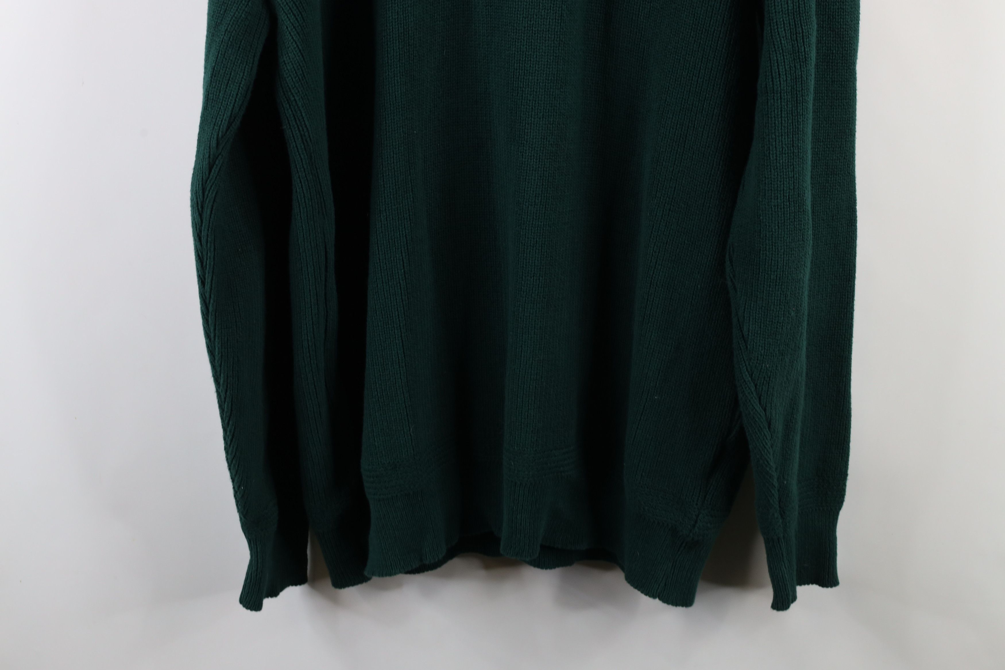 L.L. Bean × Vintage Vintage 90s LL Bean Ribbed Knit Henley Sweater Green USA Size US XL / EU 56 / 4 - 9 Thumbnail