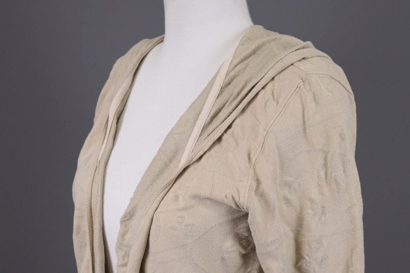 Designer Gudrun Sjoden Beige Floral Lagelook Cardigan Sweater Size L Size L / US 10 / IT 46 - 8 Thumbnail