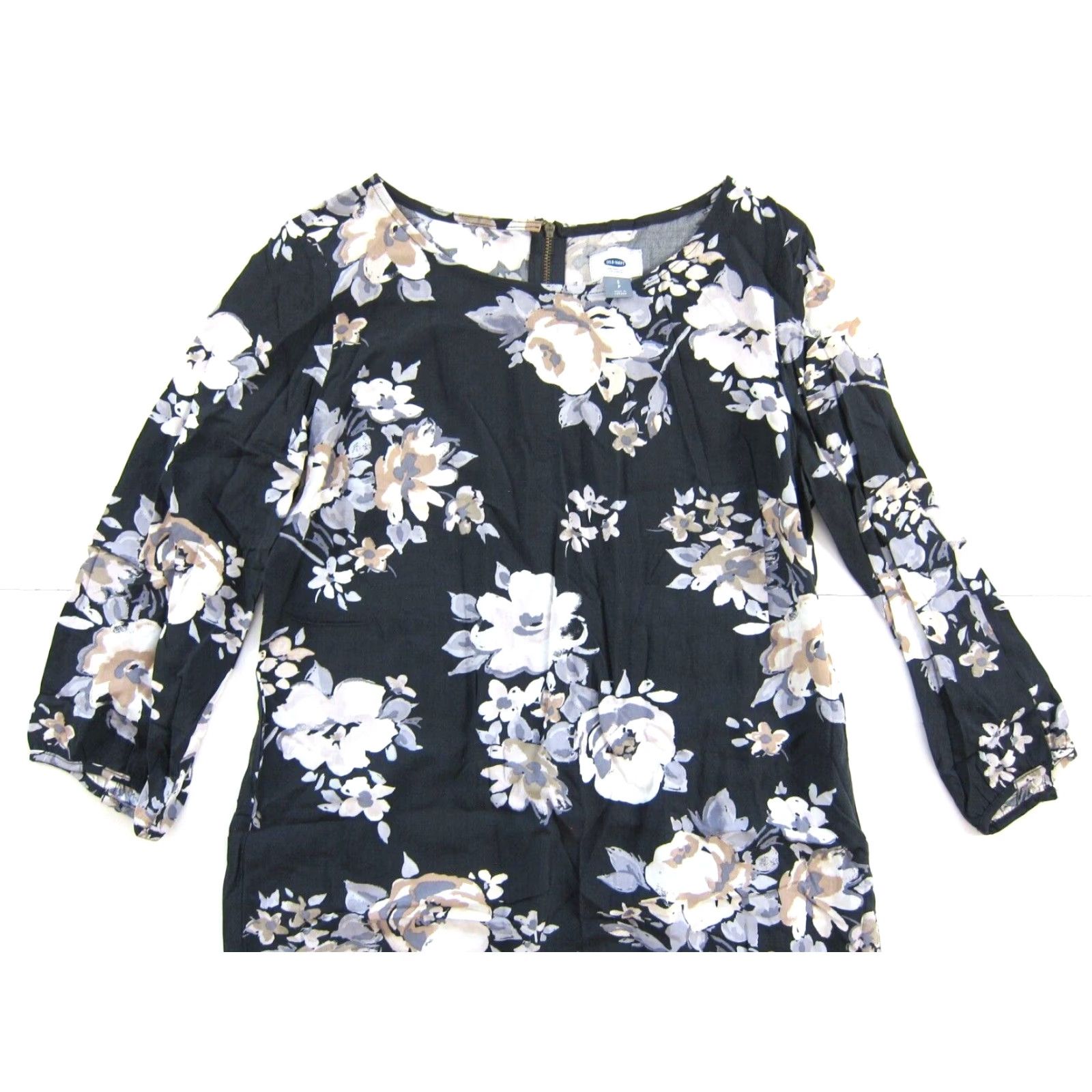 Old Navy Old Navy Tunic Dress 3/4 Sleeve Floral 100% Rayon Blue White Brown Small Women Size S / US 4 / IT 40 - 5 Thumbnail