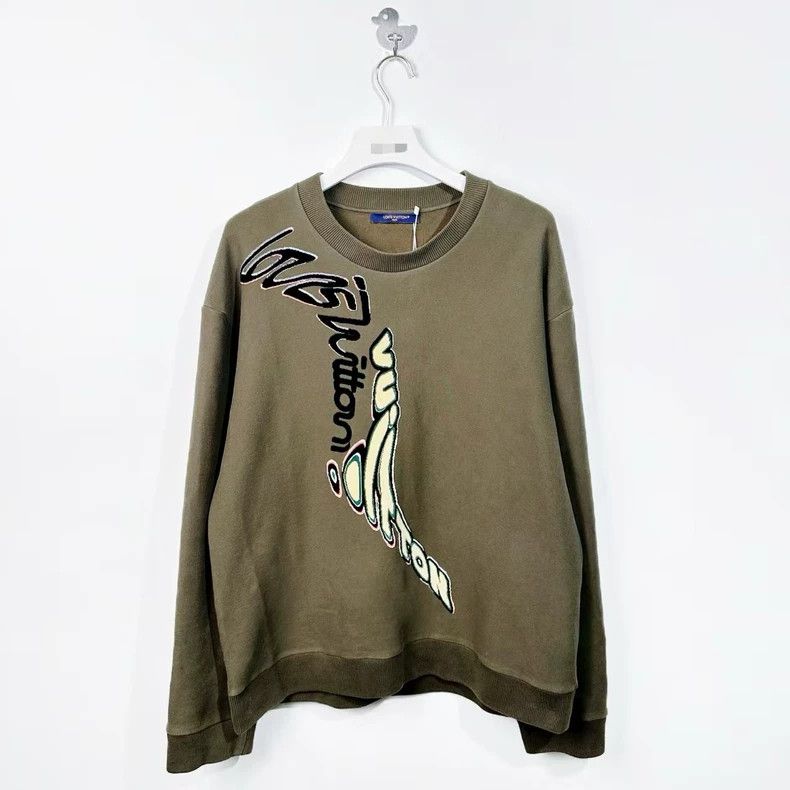 Louis Vuitton Louis Vuitton 23 new flocked monogrammed logo crewneck swe Size US L / EU 52-54 / 3 - 1 Thumbnail