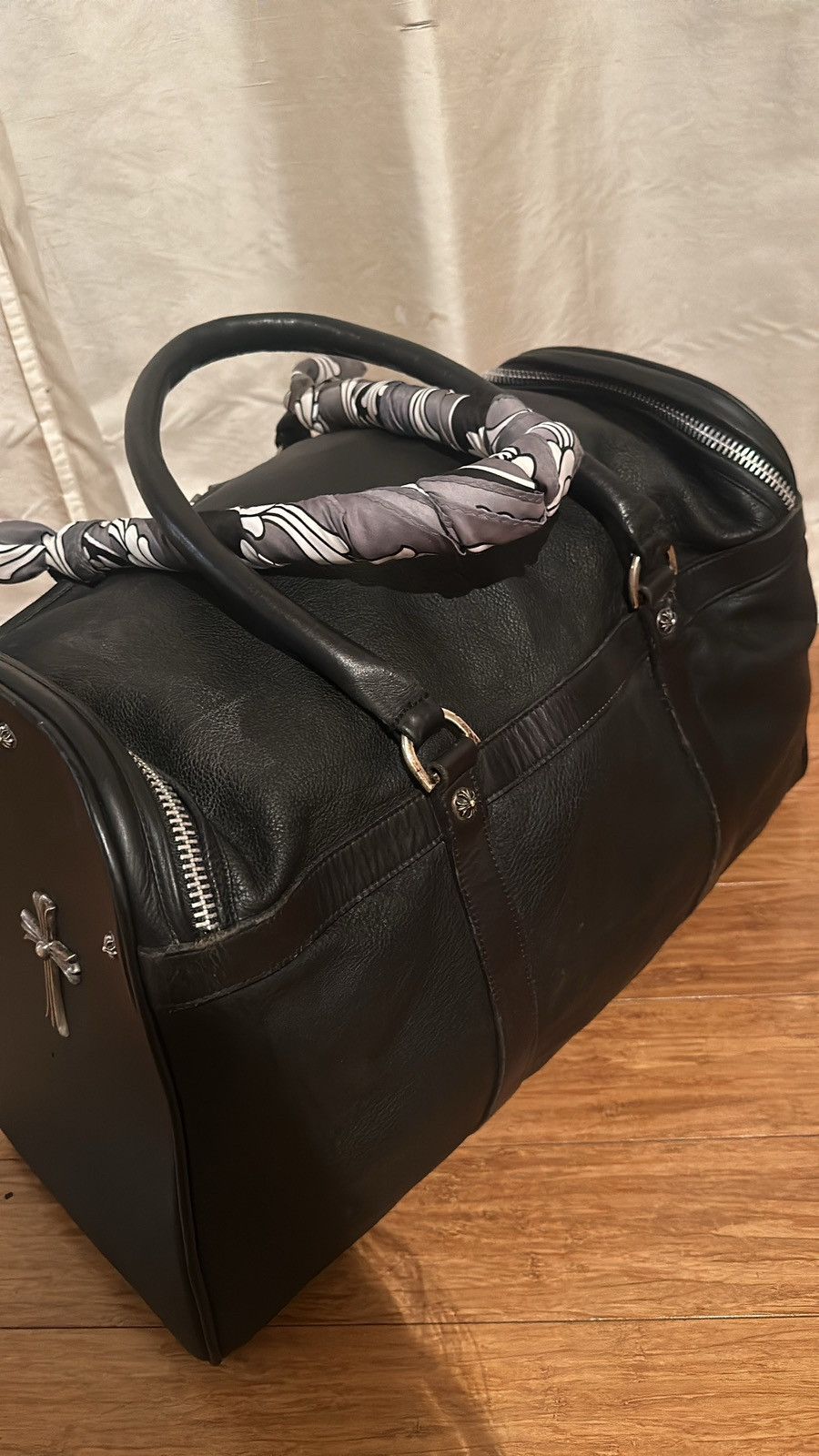 Chrome Hearts Chrome Hearts XL Duffle Bag Black Leather Crosses Luggage Size ONE SIZE - 2 Thumbnail