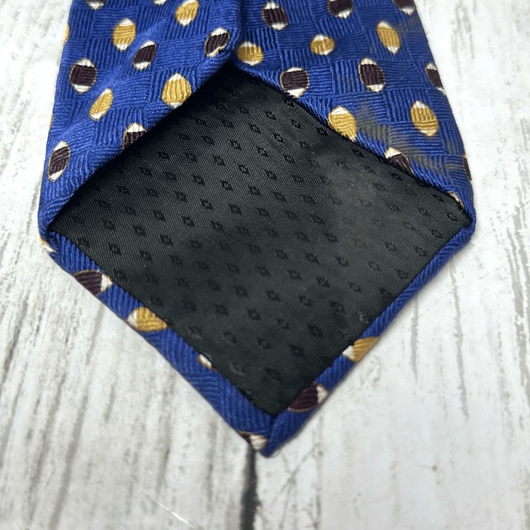 Etienne Aigner VINTAGE Etienne Aigner Tie Unisex 58" Silk Blue Gold 4" 100% Made in USA Mens Womens Size ONE SIZE - 3 Thumbnail