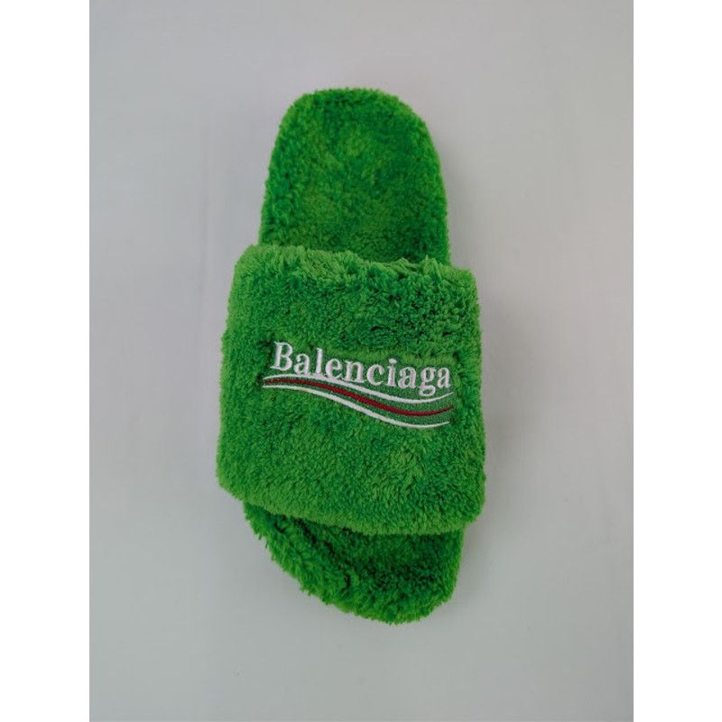 Balenciaga o1rshd1 Furry Political Campaign Slide Sandal in Apple Green Size US 9 / EU 42 - 18 Thumbnail