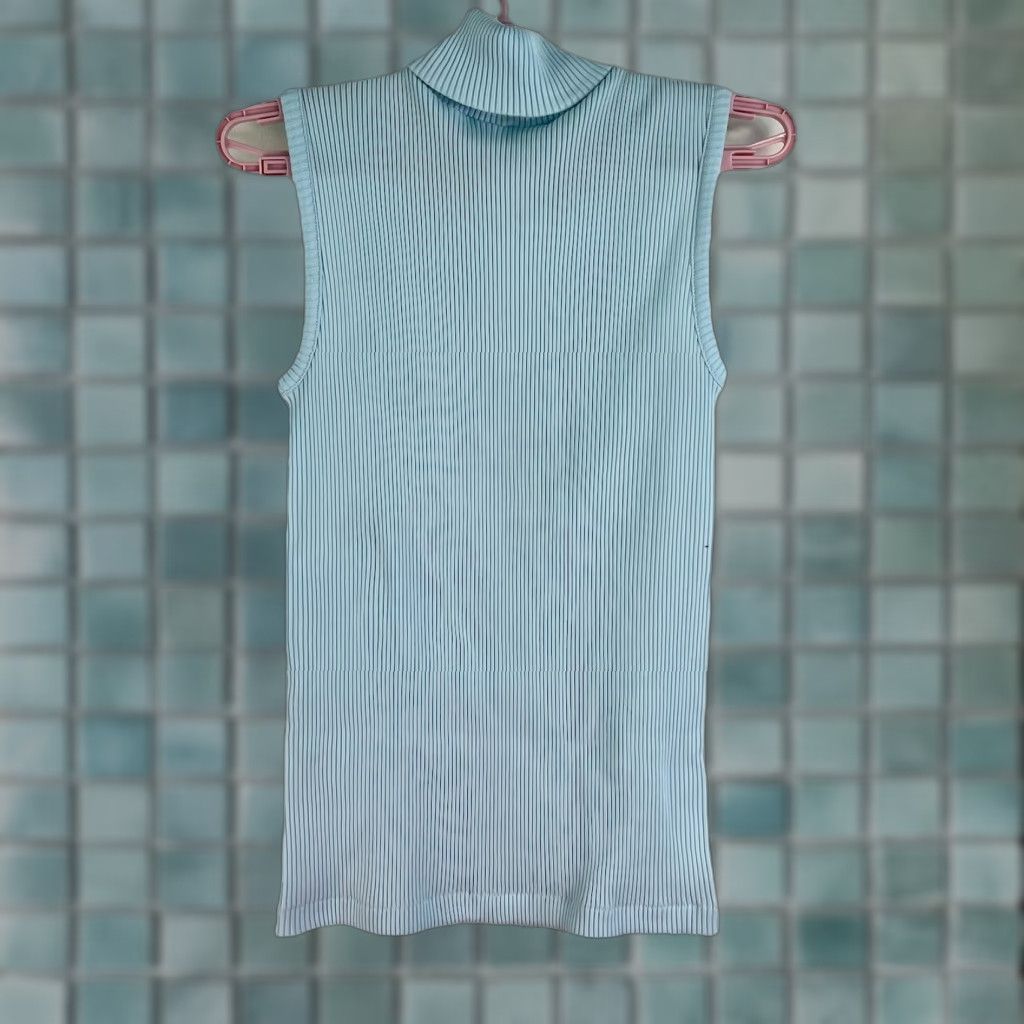 JCPenney VINTAGE JCPenney Ribbed Sleeveless High Neck Sweater Women’s SZ L Blue MI Japan Size L / US 10 / IT 46 - 1 Thumbnail