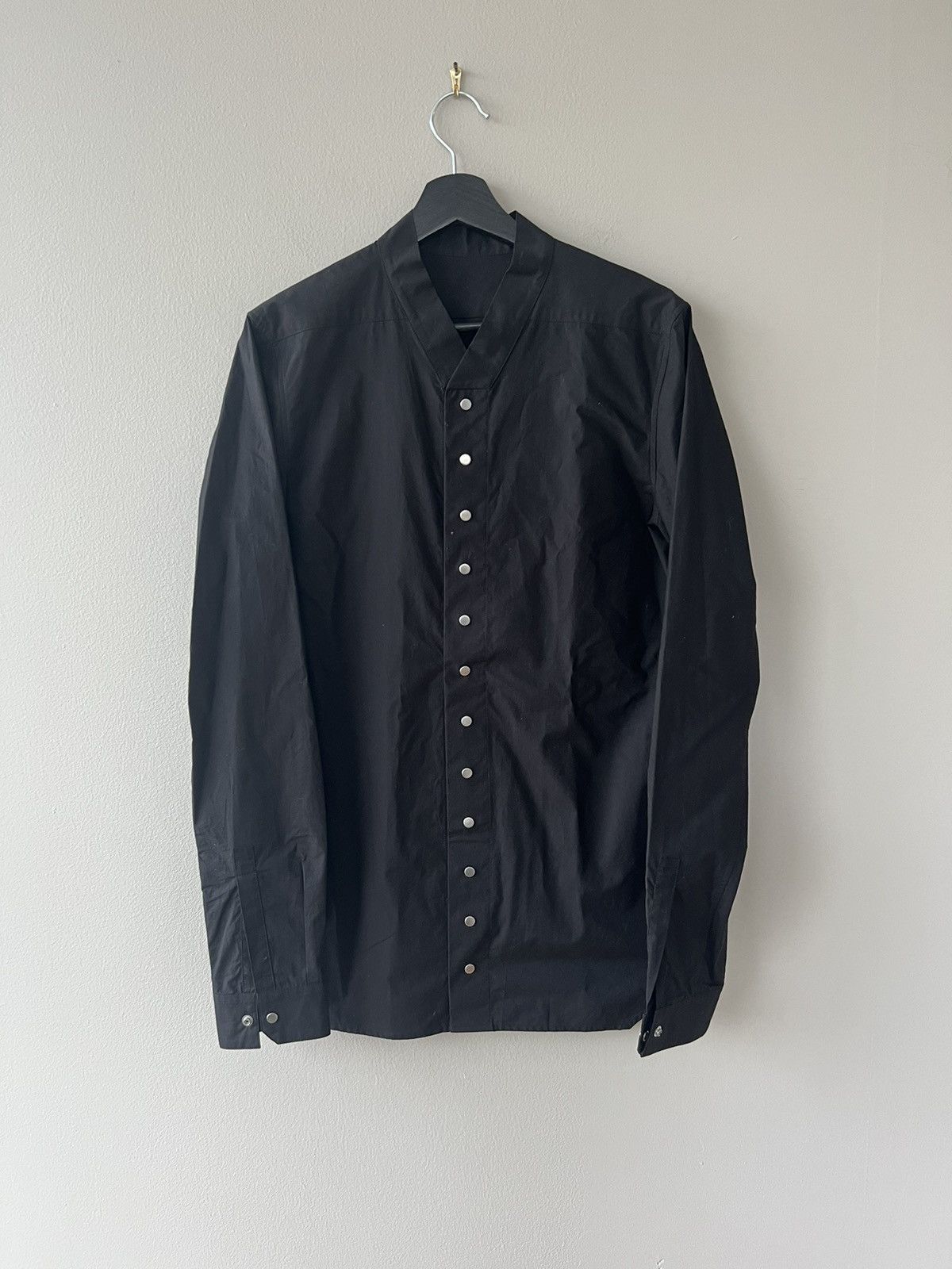 Pre-owned Rick Owens Ss21 Phlegethon Snap Button Faun Shirt In Black