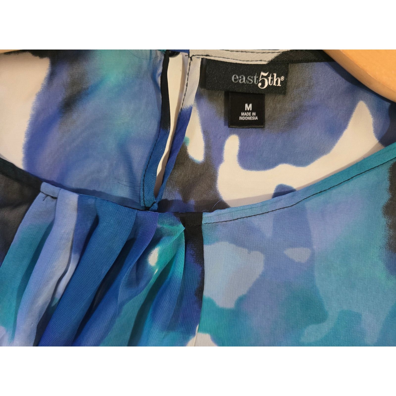 Other East 5th Women’s Blue Watercolor Semi-Sheer Blouse | Size M0 Size M / US 6-8 / IT 42-44 - 5 Thumbnail