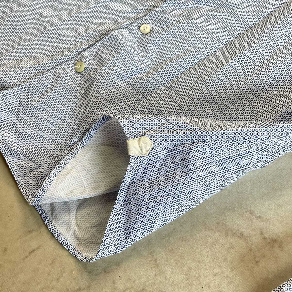 Designer × Tintoria Mattei Tintoria Mattei 954 Blue Slim Fit Dotted Cotton Button Shirt Size 38R - 4 Thumbnail