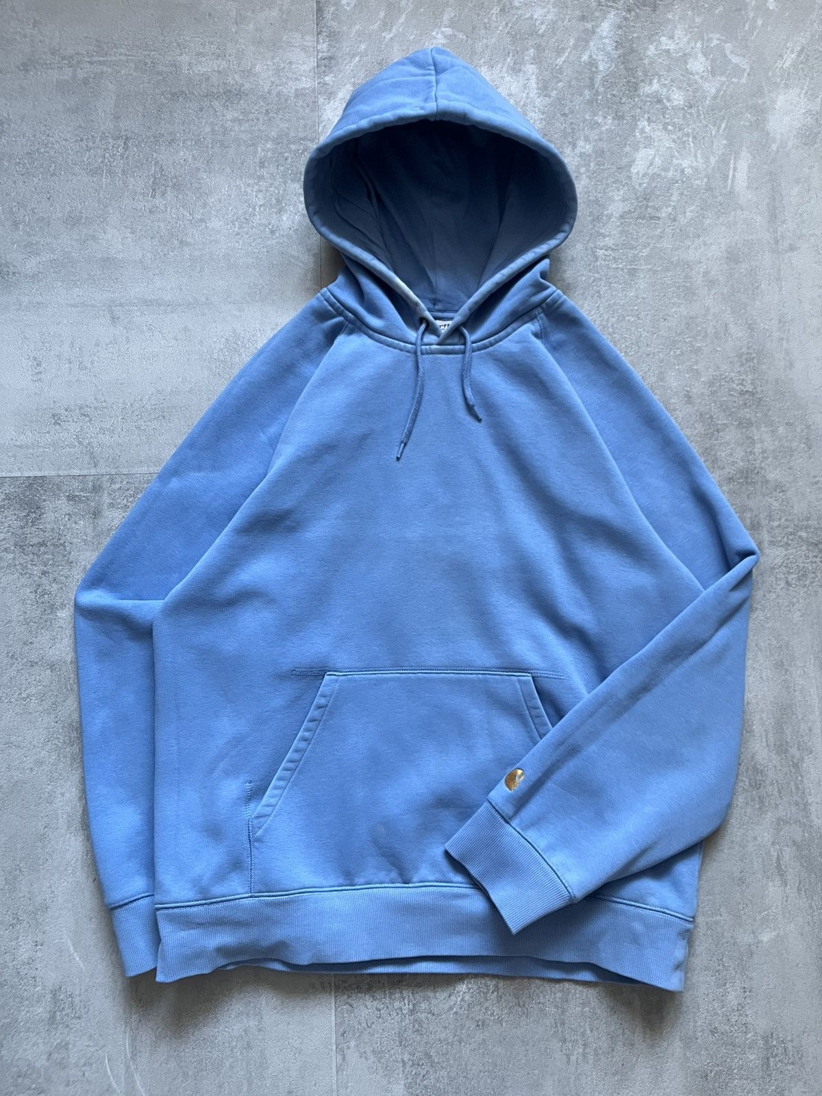Carhartt Distressed Carhartt WIP Chase Hoodie in Baby Blue Custom M Size US M / EU 48-50 / 2 - 1 Thumbnail