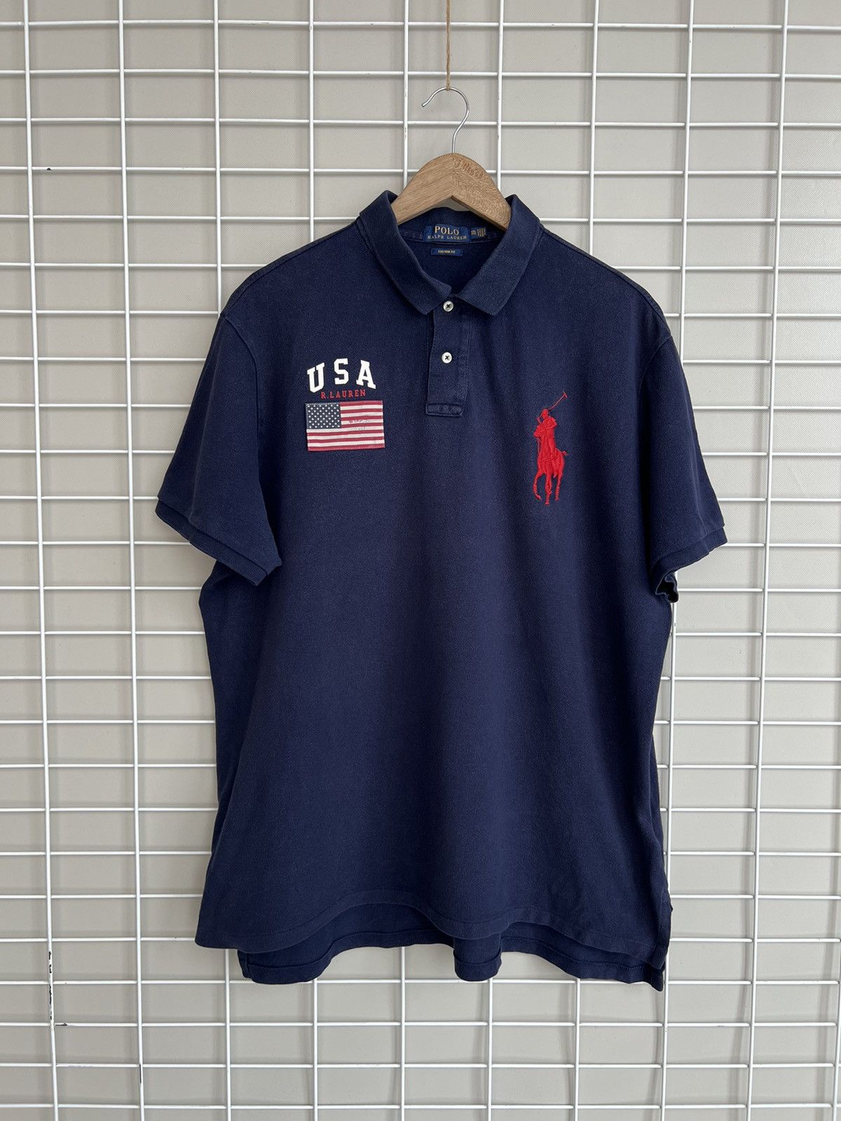 Ralph Lauren S ビッグポニー　黒　USA国旗 入手困難 ポロラルフローレン 刺繍 ビッグポニー JPN USA 日の丸