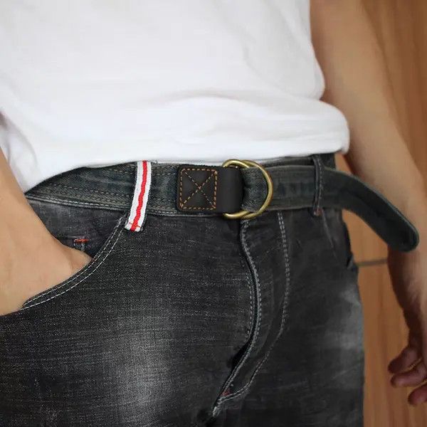 Japanese Brand Street double pin buckle design vintage denim belt 47in Size ONE SIZE - 2 Thumbnail