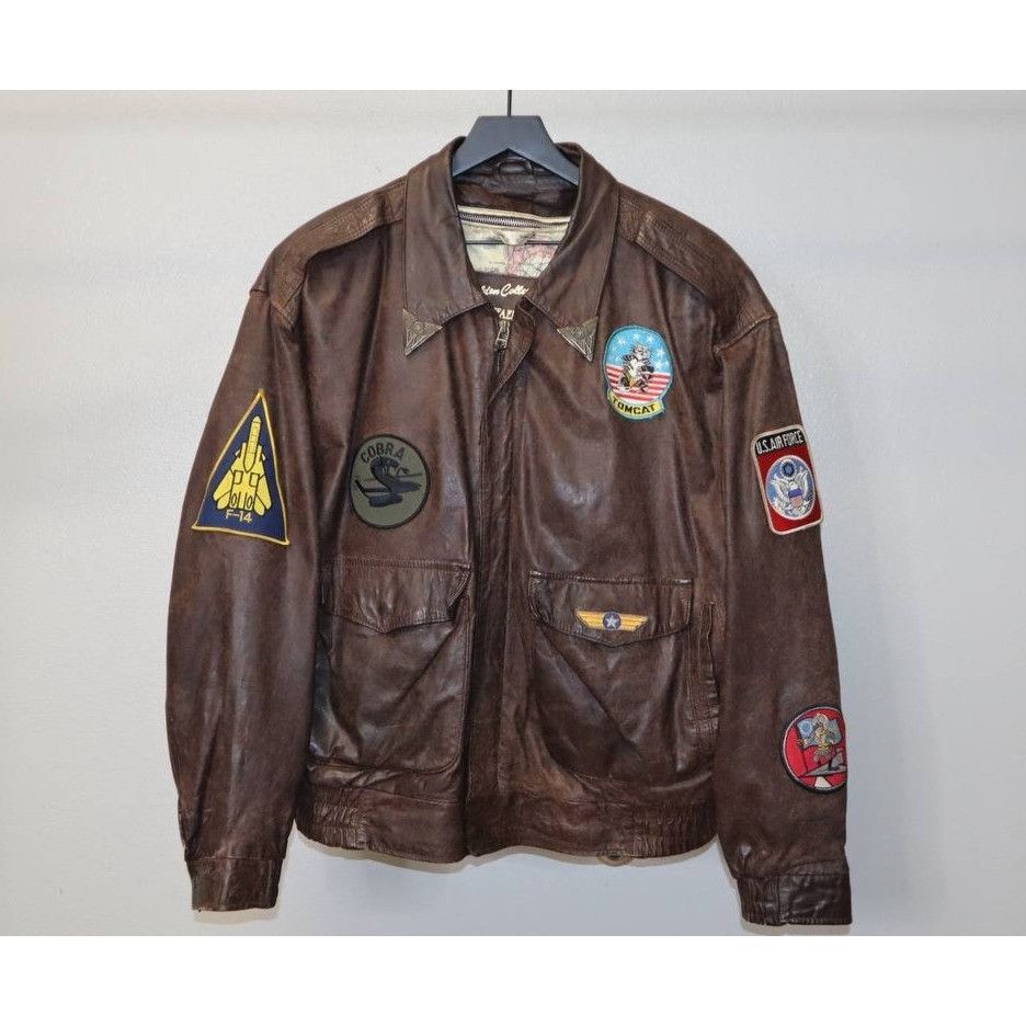 Vintage Vtg 70s Raffaelo Brown Leather Flight Bomber Jacket Sz 46 Size US L / EU 52-54 / 3 - 1 Thumbnail