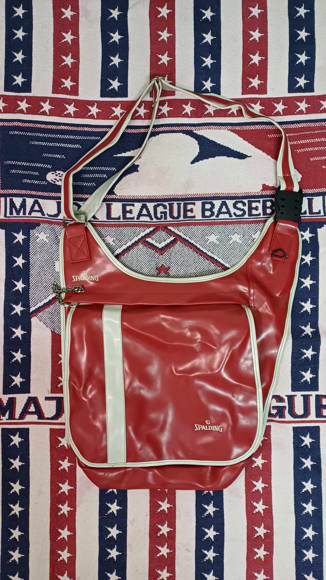 image of Vintage Spalding Pvc Cross Body Bag in Red, Men's (Size 40)
