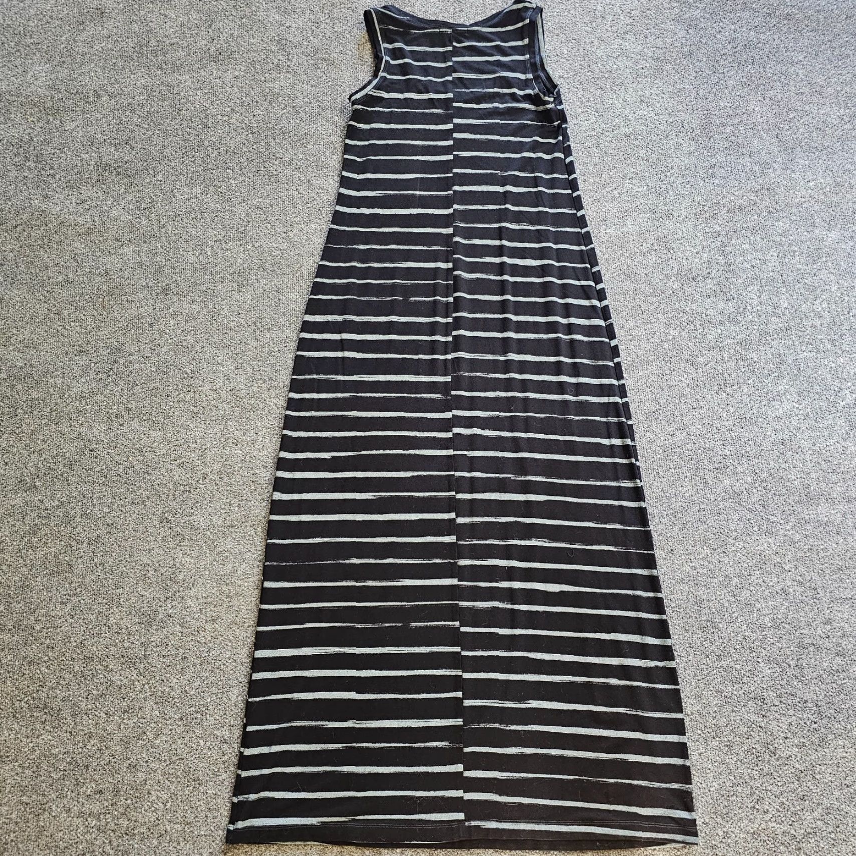 Vintage Fresh Produce Dress Womens Small Black Striped Maxi Long Sleeveless Stretch Knit Size S / US 4 / IT 40 - 7 Thumbnail