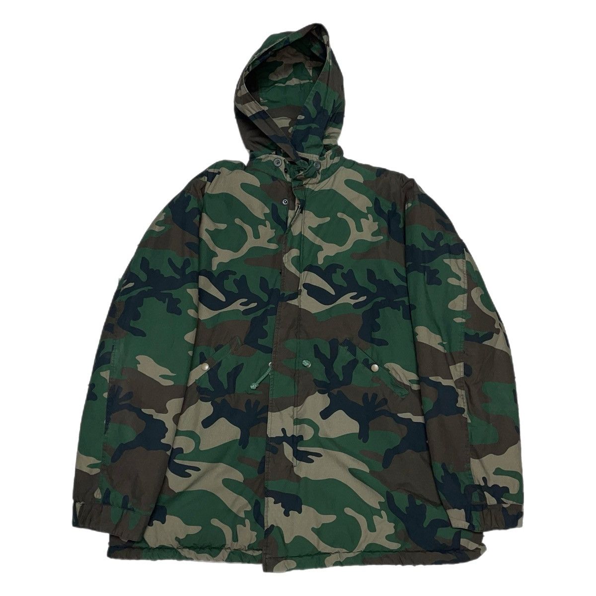 image of Kanye West x Yeezy Season 5 Down Camo Sherpa Fleece Lined Jacket in Woodland Camo, Men's (Size XS)