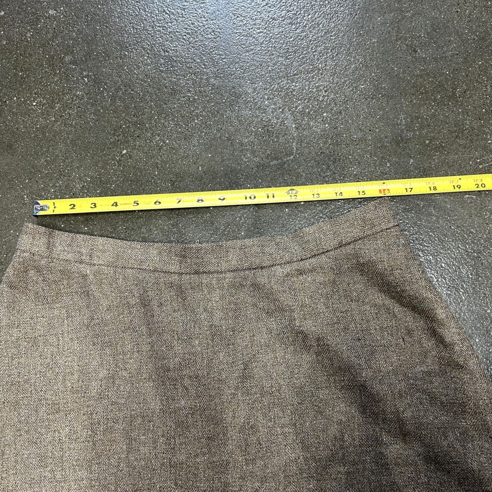 Vintage VINTAGE Brown Tweed Skirt Womens 16 A-Line Midi Herringbone Career Office Fall Size 38" / US 16 / IT 52 - 4 Thumbnail