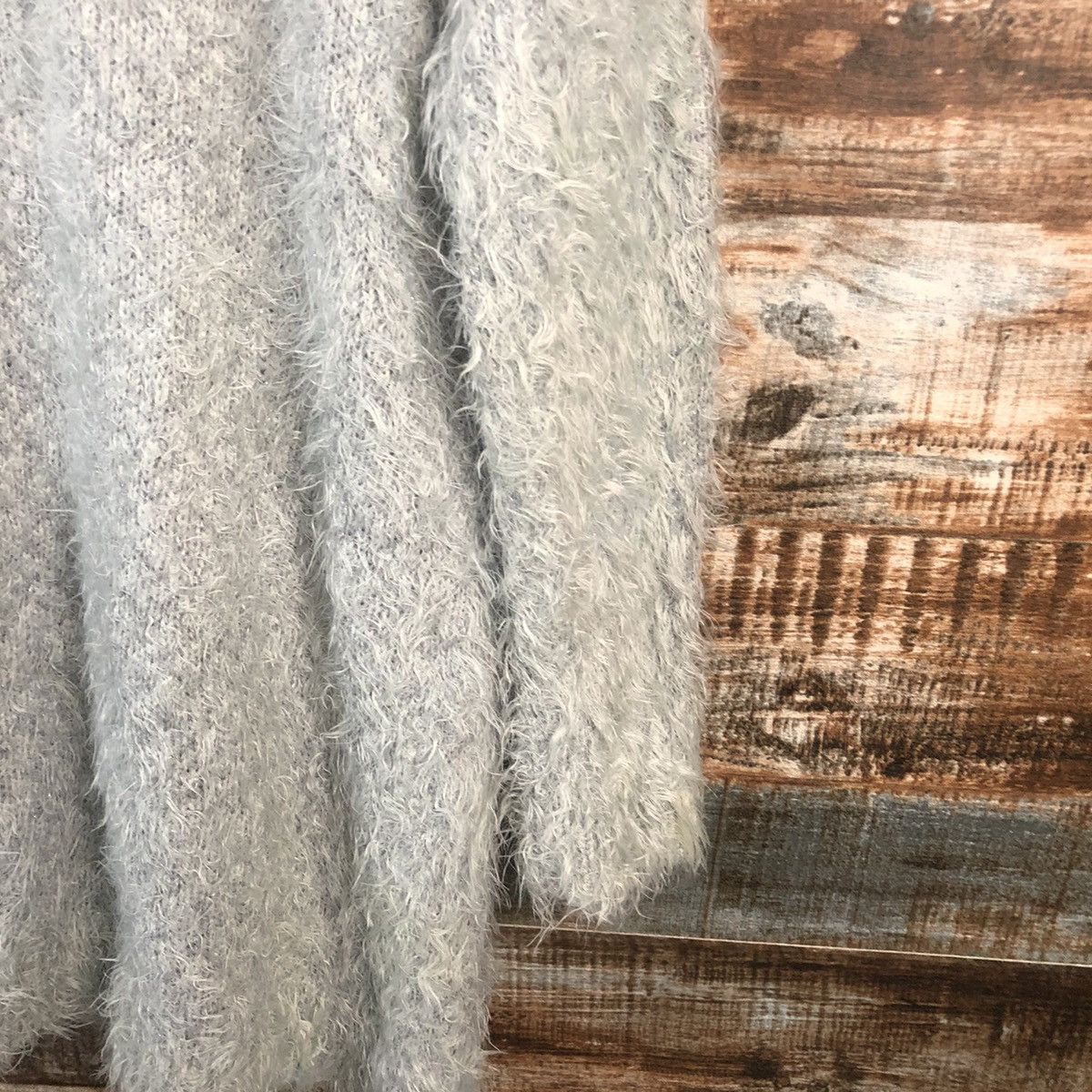 Homespun Knitwear DLL VIS Green fur shaggy mohair Cardigan Knitwear #C355 Size US M / EU 48-50 / 2 - 16 Thumbnail