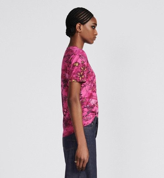 Dior o1w1db10824 Cotton Jersey T-Shirt in Fuchsia Size M / US 6-8 / IT 42-44 - 4 Thumbnail